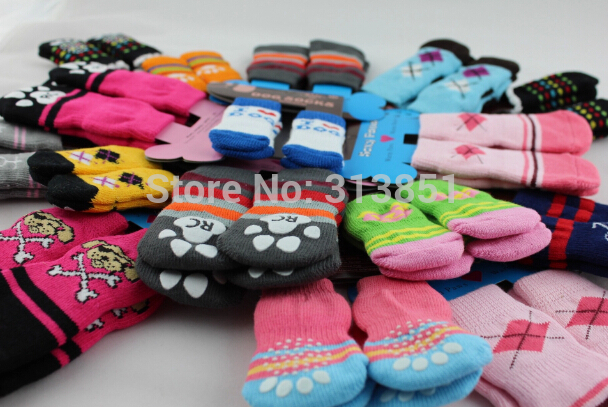 Pet Products Supplies Dog Socks Dog Boots Shoes Cute Warm Indoor Skid-resistant Anti-slip More Colors Free Shipping 4PCS/SET