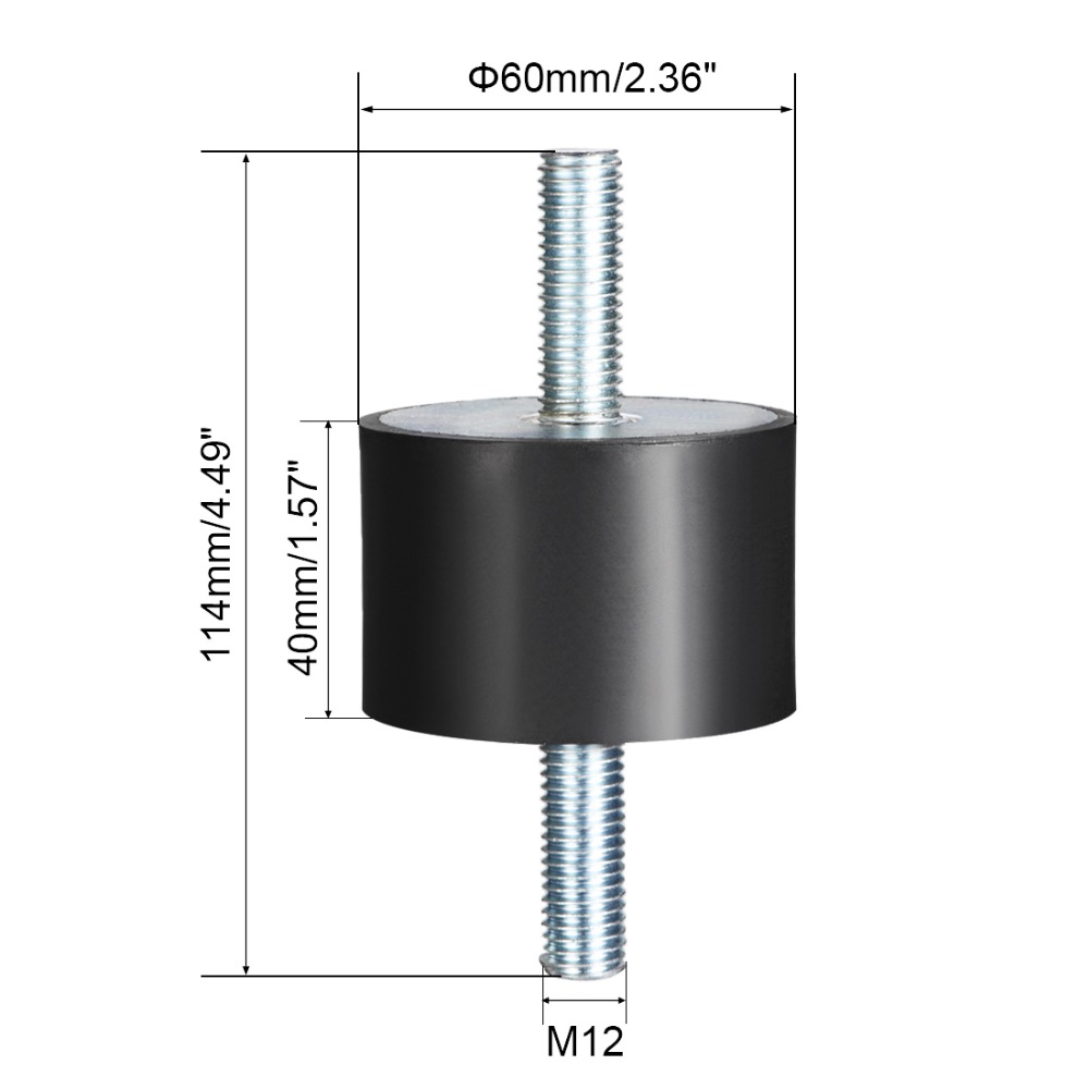 UXCEL 1PCS Rubber Mounts Vibration Isolators Cylindrical Shock Absorber with Studs 17 Sizes for Air Conditioning Bicycle Dowels