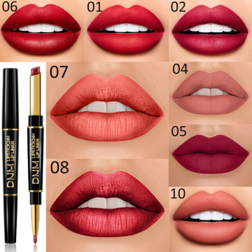 2 in 1 Lip Liner Matte Lipstick Waterproof Long Lasting Color Lips Makeup Lip Liner Pen Korean Cosmetics TSLM1