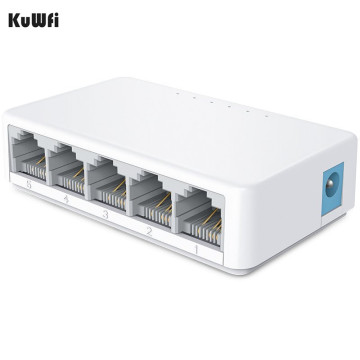 Desktop Network Switch 5 Ports 10/100Mbps Fast Ethernet RJ45 Switcher Lan Hub MDI Full/Half Duplex Exchange EU US Power