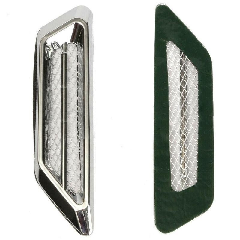 2pcs/set Silver Color ABS Plastic Sticker Car Side Air Flow Vent For Fender Hole Cover Intake Grille Duct Decoration