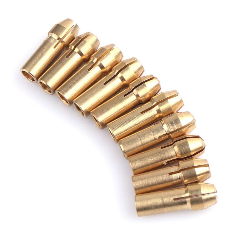 10pcs Mini Brass Copper Collets Chucks for Twist Drill Motor Shaft Grinder 0.5mm-3.2mm Quick Chuck Set