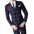 Plaid Wedding Suit 2019 Fashion Check Suit Men Vintage Prom Banquet Suit Men Slim Fit Double Breasted Suit Jacket Vest Pant
