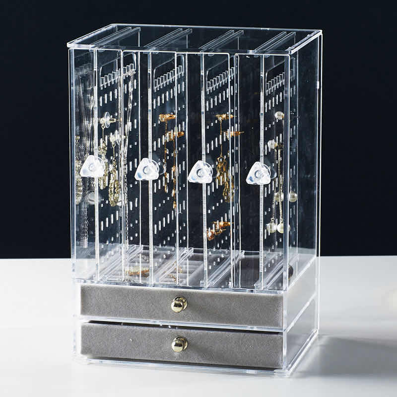 Multifunctional Jewelry Box Earrings Shelf Earrings Storage Box Transparent Display Box Korean Dustproof Princess Jewelry Rack