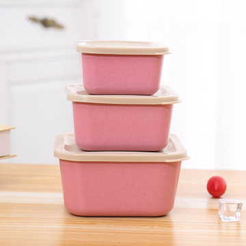 3 pcs/set Wheat Straw Food Storage Box Folding Lunch Bowl Food Storage Container Boxes Tableware Lunchbox Dinnerware Set