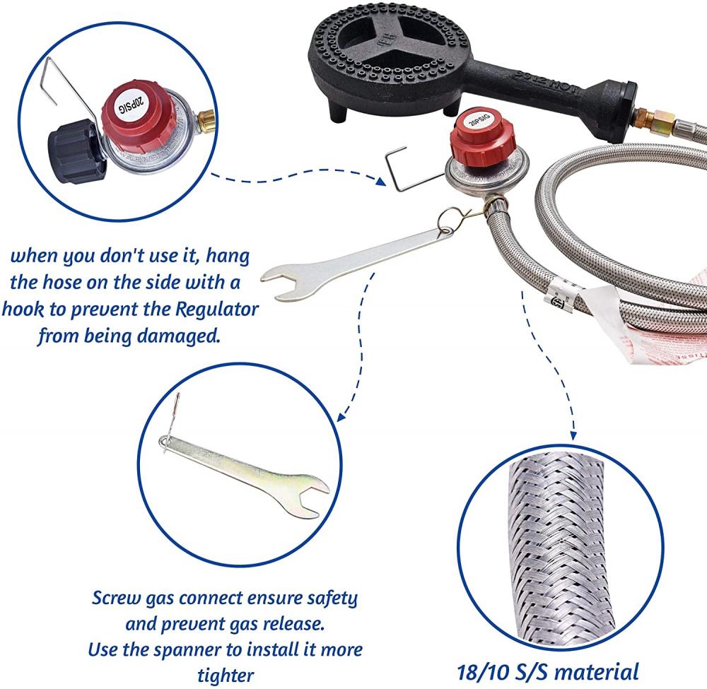 20PSI High Pressure Adjustable Propane Regulator Hose Set