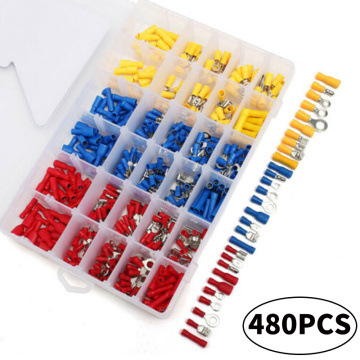 480PCS Mixed Assorted Lug Kit Crimp Connectors Insulated Electrical Crimp Terminals with 30 Sizes Electrical Wire Connector Set