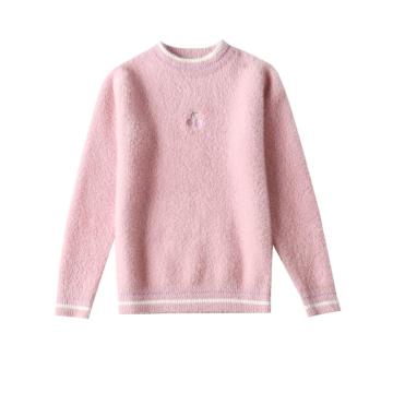 4-16 Years Children Girls Sweaters Pullover Mink Wool O-Neck Knitted Sweater Girl Knitwear Kids Winter Base Shirt