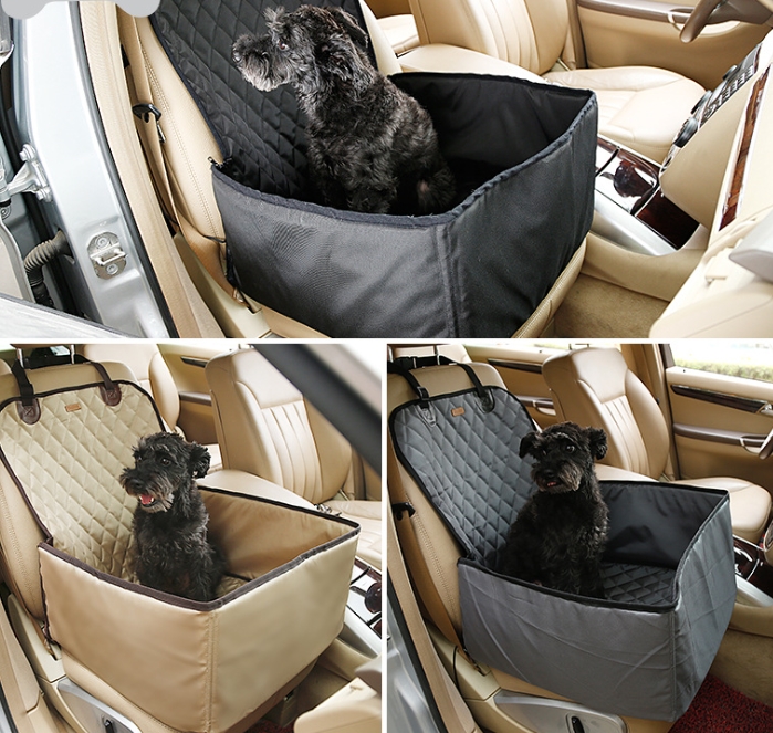 3 Colors 2 in 1 Functional Deluxe Single Car Front Seat Kennel Cover Nylon Waterproof Non-Slip for Cat Dog Pet Travel Outdoor