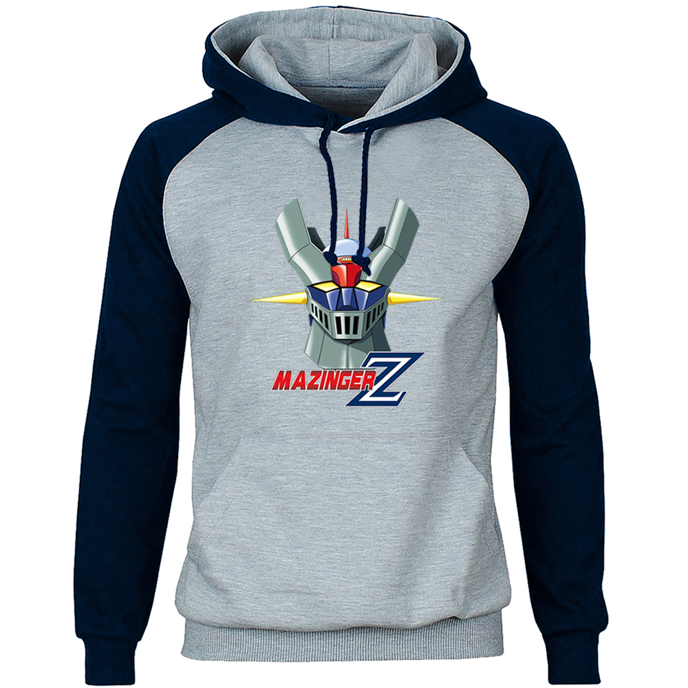 Mazinger Z Japanese Anime Raglan Sweatshirt Hoodies Men's Crewneck Tracksuit Autumn Winter Fleece Pullovers Harajuku Streetwear