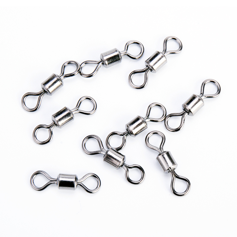 High quality fishing 50pcs fishing Rolling Swivel with safety snap Connector Fishing Swivel Terminal fishing tackle