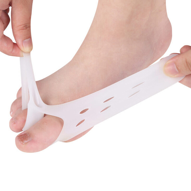 2Pcs Silicone Gel Foot Fingers Two Hole Toe Separator Thumb Valgus Protector Bunion Adjuster Hallux Valgus Guard Feet Care