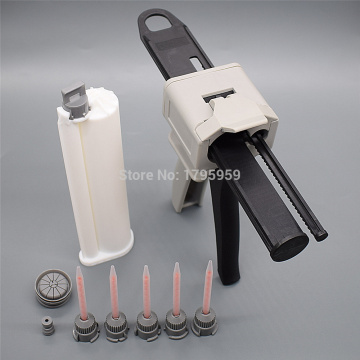 Glue Adhensive Dispenser Caulking Gun 75ml 10:1 AB Glue Gun with 75ml 10:1 Empty Dual-Barrel Cartridge 10:1 Static Mixing Nozzle