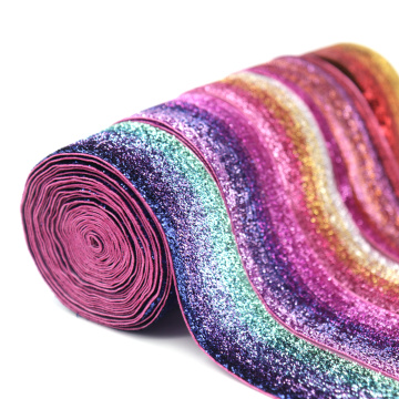 5Yard Shiny Rainbow Glitter Fold Over Ribbon for Wedding Decor Material DIY Apparel Sewing Band Arts Crafts & Sewing