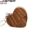 JASTER USB 3.0 Wooden heart USB Flash Drive + Packing Box pendrive 64GB 16GB 32GB photography wedding gift 1PCS free custom logo