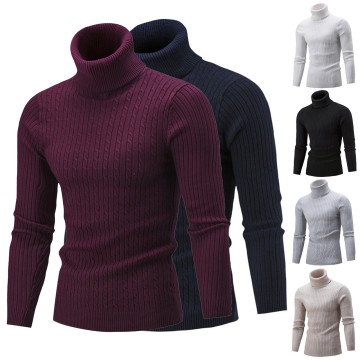 Men's Autumn Winter Casual England Style Long Sleeve Cotton Solid Color Turtelneck Sweater Pullover Sweaters Tops