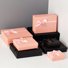 Rectangular Pink Plain Paper Gift Boxes Scarf Packaging