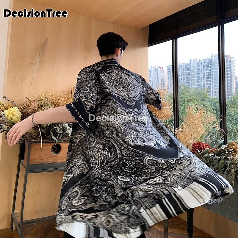 2021 japanese kimono cardigan men haori yukata male samurai costume clothing short sleeve men long kimono shirt yukata haori