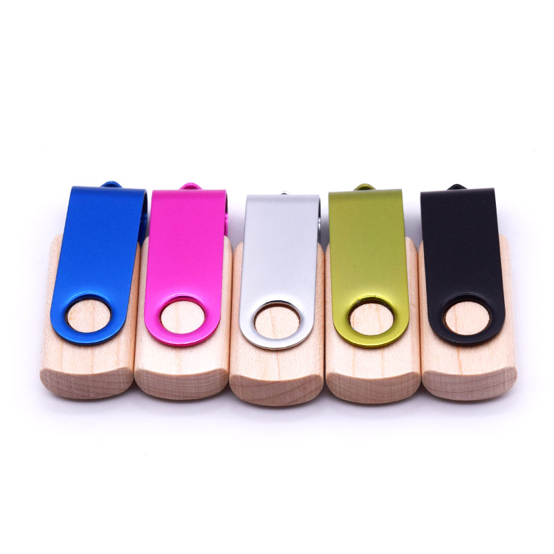 USB 3.0 High Speed Wood Rotable Plating Chip Flash Drive 8g/16g/32g/64g Custom Logo Pendrive Memory Sticks Flash Business Gadget