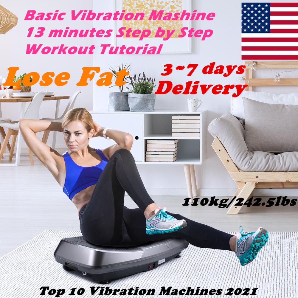 110kg/242.5lbs Exercise Fitness Slim Vibration Plate 200W Vibration Fitness Massager Body Shape Resistance Bands Black Vibration