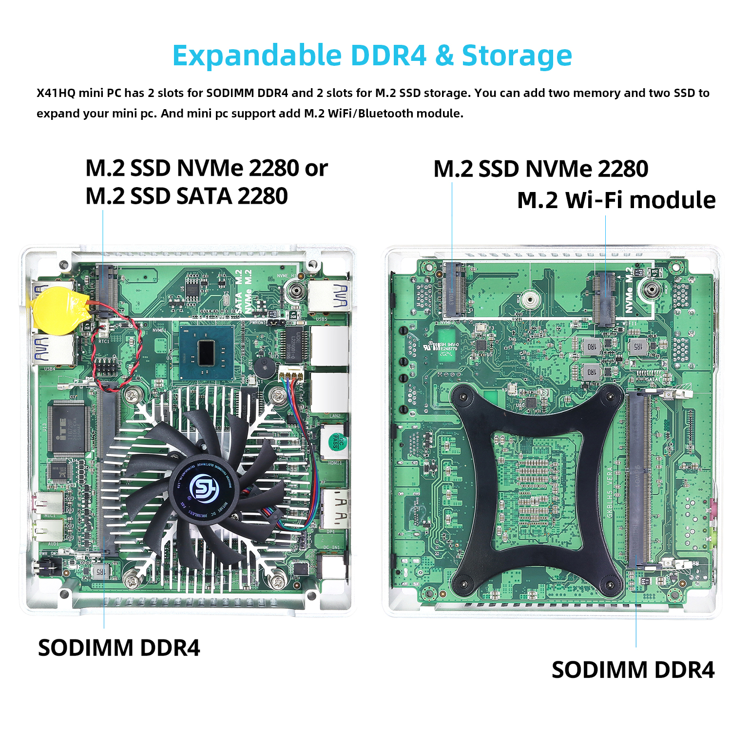 Mini PC Intel i7 7820HQ Quad Cores DDR4 RAM M.2 SSD 2.4/5.0G WiFi HDMI DP 4K 60Hz Dual Ethernet 6xUSB3.0 Windows 10