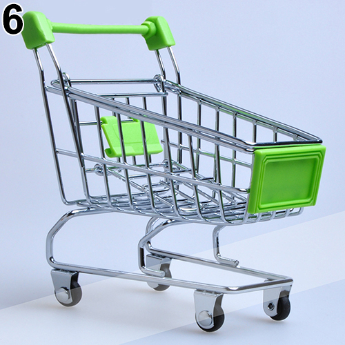 Supermarket Hand Trolley Mini Shopping Cart Desktop Decoration Storage Toy Gift Kids Utility Cart Pretend Play Toys Strollers