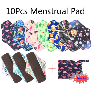 10pcs Reusable Bamboo Cloth Pad Hygiene Menstrual Panty Pad Washable Menstrual Pad Mama Sanitary Towel Pad Feminine For Lady