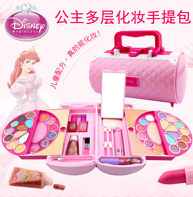 Disney Princess frozen Makeup Box Children's Cosmetic Toys handbag Safe Nontoxic Watersoluble Makeup toys