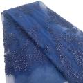 Classical Elegant Ice Blue African Embroidery Beaded Lace Fabric 5 Yards For Women Greatful Handmade Sequins Tulle Party Dresses