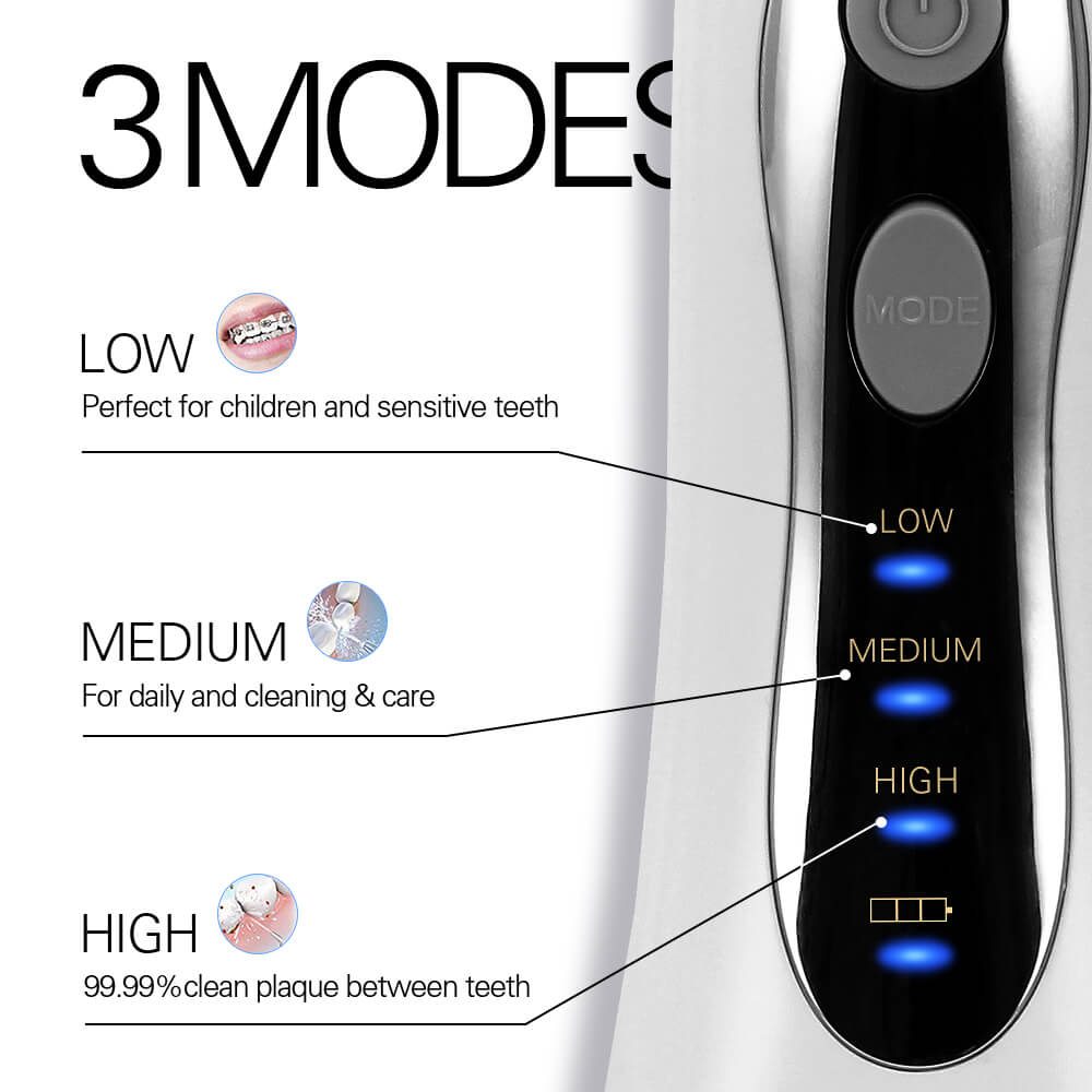 AZDENT 3 Modes Cordless Oral Irrigator Portable Water Dental Flosser USB Rechargeable Water Jet Floss Tooth Pick 5 Jet Tip 300ml