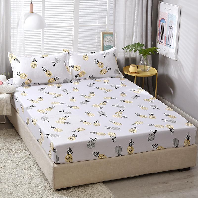 30 100% Polyester Fruit / Plaid Printed Fitted Sheet Cover Soft Bed Mattress Cover Elastic Rubber Band Printed Bed Sheet