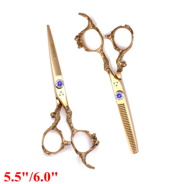 5.5 6 Hair Cutting Scissors 440C Professional Hairdressing Scissor Barber Thinning Hair Scissors Hair Shears Dragon Handle 9003#