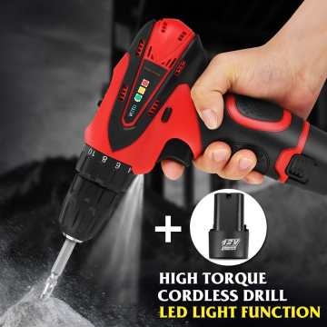 2 Battery 12V Electric Screwdriver Screw Driver Tools Kit Two Speed Adjustable Power Drills Screwdriver