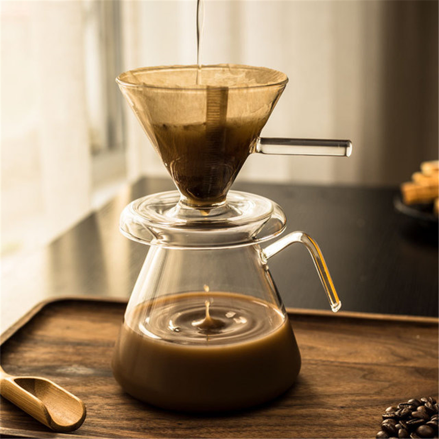 Dripper Glass Cup Coffee Maker V60 Coffee Drip Coffee Brewer Espresso Filters Coffee Accessories Brewing Coffee Appliance Set