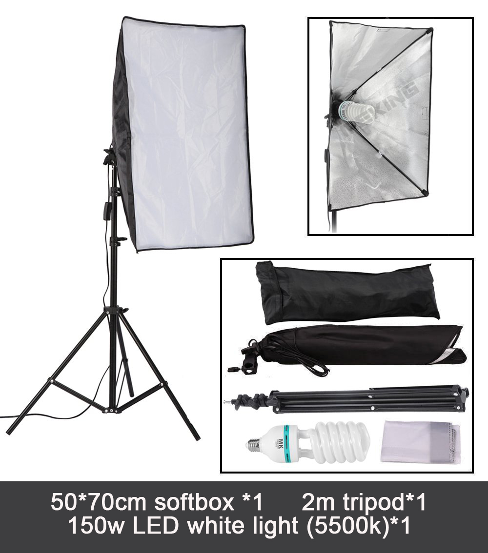 New Photography Softbox Lightbox Kit 8 PCS E27 LED Photo Studio Camera Lighting Equipment 2 Softbox 2 Light Stand with Carry Bag