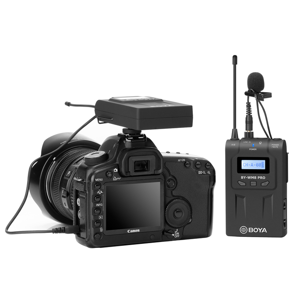 BOYA BY-WM8 Pro K1 K2 UHF Dual Wireless Microphone Interview Mic 2 Transmitters & 1 Receiver for iPhone DSLR Video Camera