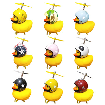 Bicycle Bell Small Yellow Duck with Helmet Horn Children Adult Bicycle Light Rubber Duck Toy for Cycling Bicycle Accessories