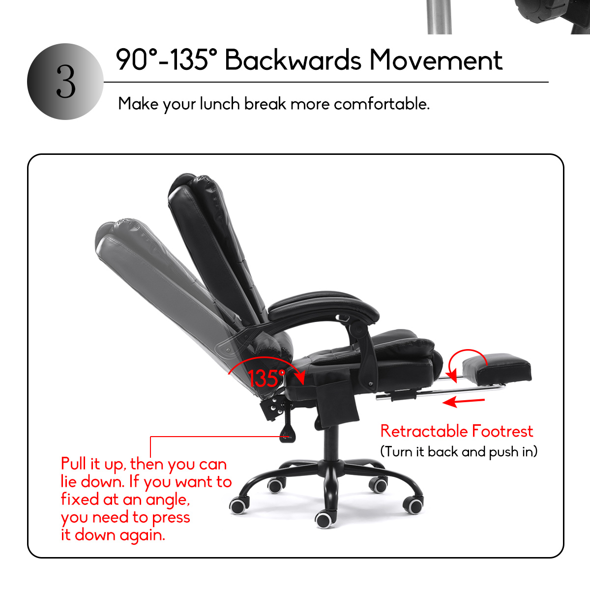 Ergonomic Office Chair Lying Massage Lifting Rotatable Armchair Footrest Home Adjustable Reclining Swivel Gaming Massage Chair