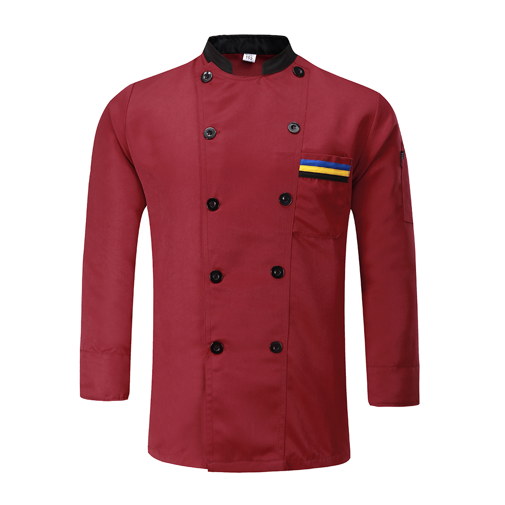 6 Colors Unisex Chef Uniform Restaurant Bakery Kitchen Work Wear Clothing Long Sleeve Breathable Cook Jackets Patchwork Overalls