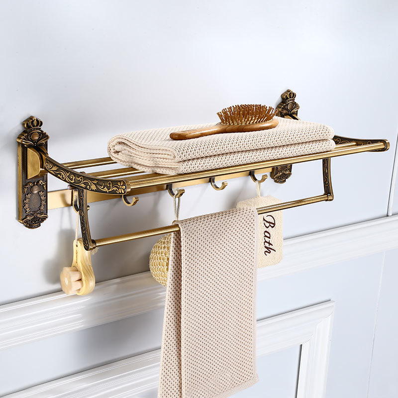 Antique Brushed Retro Carved Bathroom Accessories Set Bath Hardware Sets Towel Rack Paper Holder Toilet Brush Holder Soap Dish