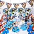 Toy Story Theme Party Supplies Disney Cartoon Figure Party Disposable Tableware Set Paper Cups Plate Straw Blue Number Balloons