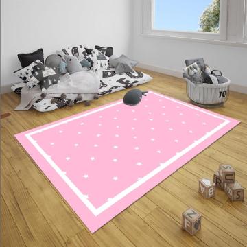 Else Pink White Stars Girl 3d Print Non Slip Microfiber Children Baby Kids Room Decorative Area Rug Mat