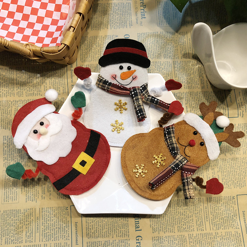 6pcs Christmas Decorations Snowman Kitchen Tableware Holder Bag Party Gift Xmas Ornament Christmas Decorations for Home Table