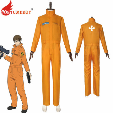 CostumeBuy Anime Fire Force Akiratu Oubi Cosplay Costume Blazing Firefighting Jumpsuit Unifrom Suit Custom Made L920
