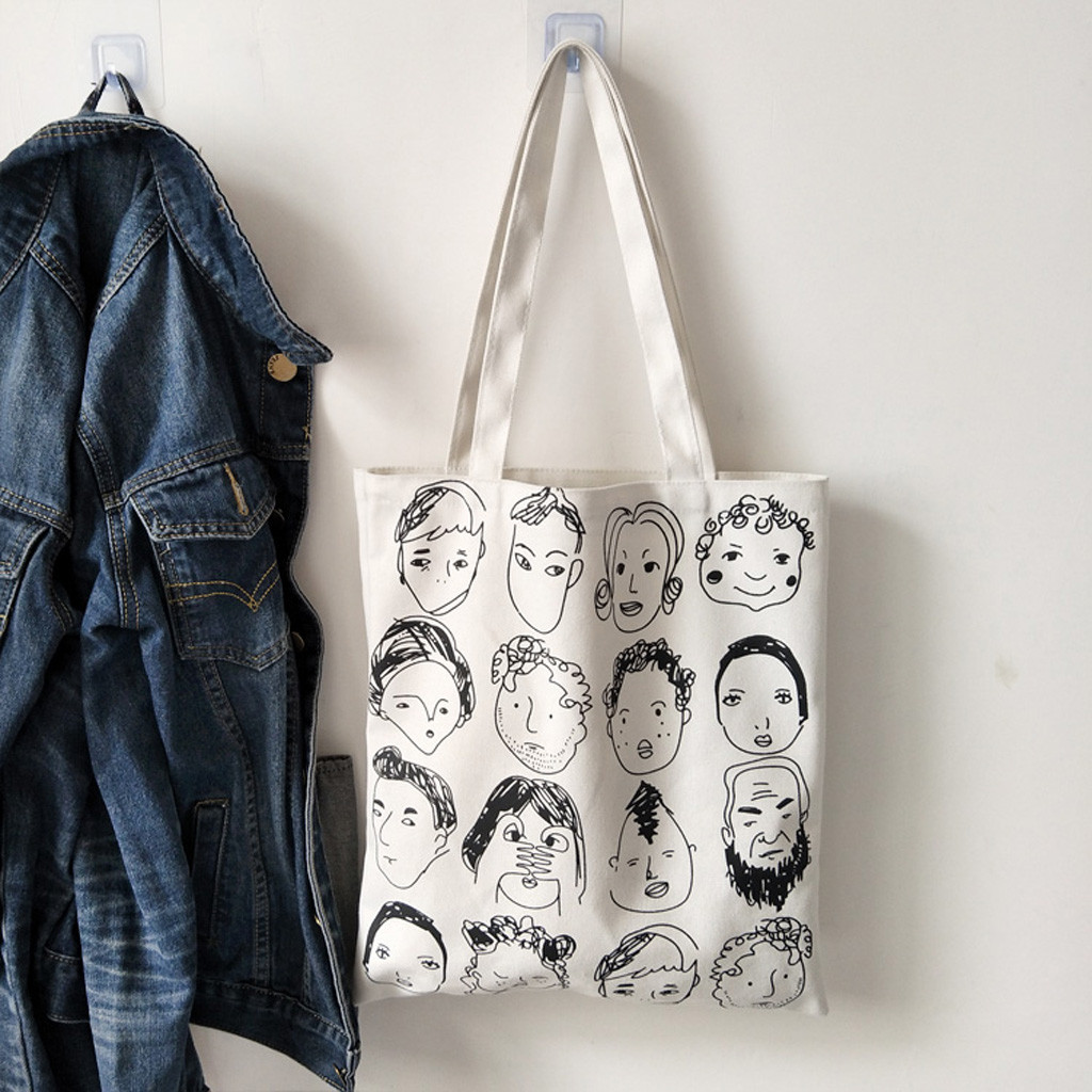 New Women Canvas Bags Eco Printing Art Reusable Shopping Bags With Zipper Shoulder Bag Girls Students Casual Handbag Tote A529