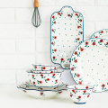 Ceramic Floral Pattern Plate Set Tableware Set Household Plate Rural Style Dish Plate Rice Bowl Soup Bowl Noodle Bowl Mug