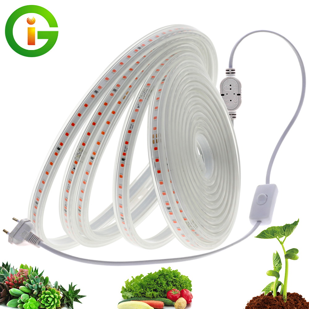 LED Grow Strip Full Spectrum Waterproof AC220V LED Grow Light 2835 LED Phyto lamps For Plants Flowers Greenhouses Hydroponic
