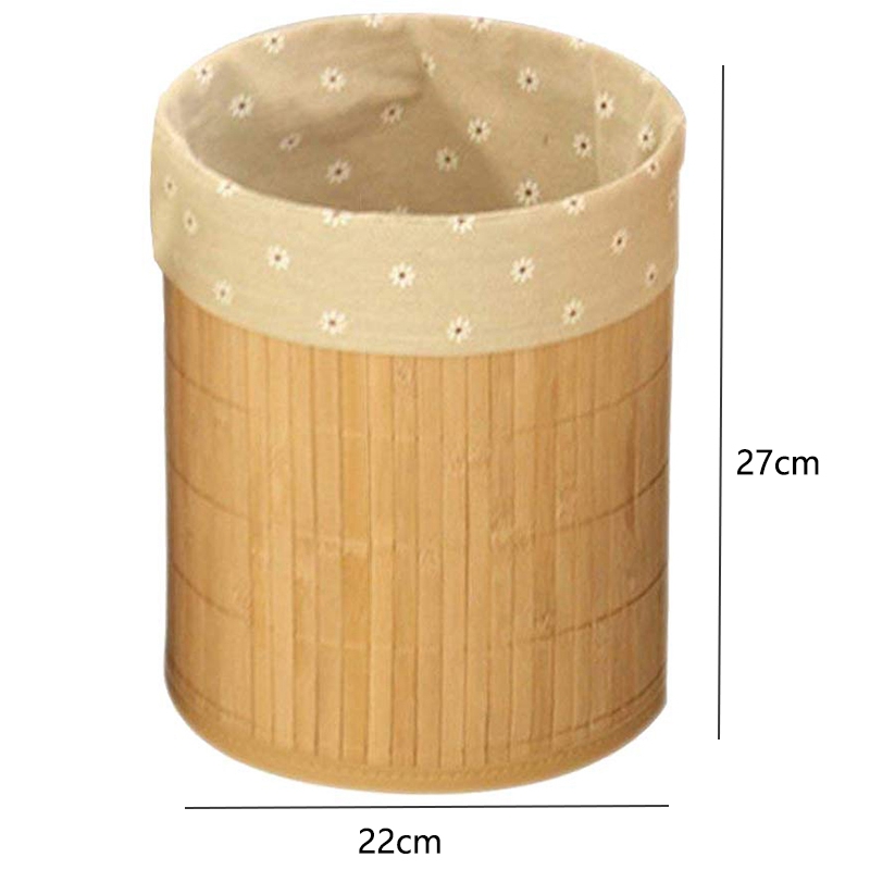 Bamboo Trash Can Foldable Waste Paper Bas Trash Can, Can Be Used in Office, Study, Bathroom, Living Room, Etc