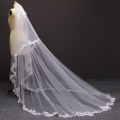 Real Photos 2 Layers Lace Appliques White Ivory Wedding Veil With Comb Beautiful Long Bridal Veil
