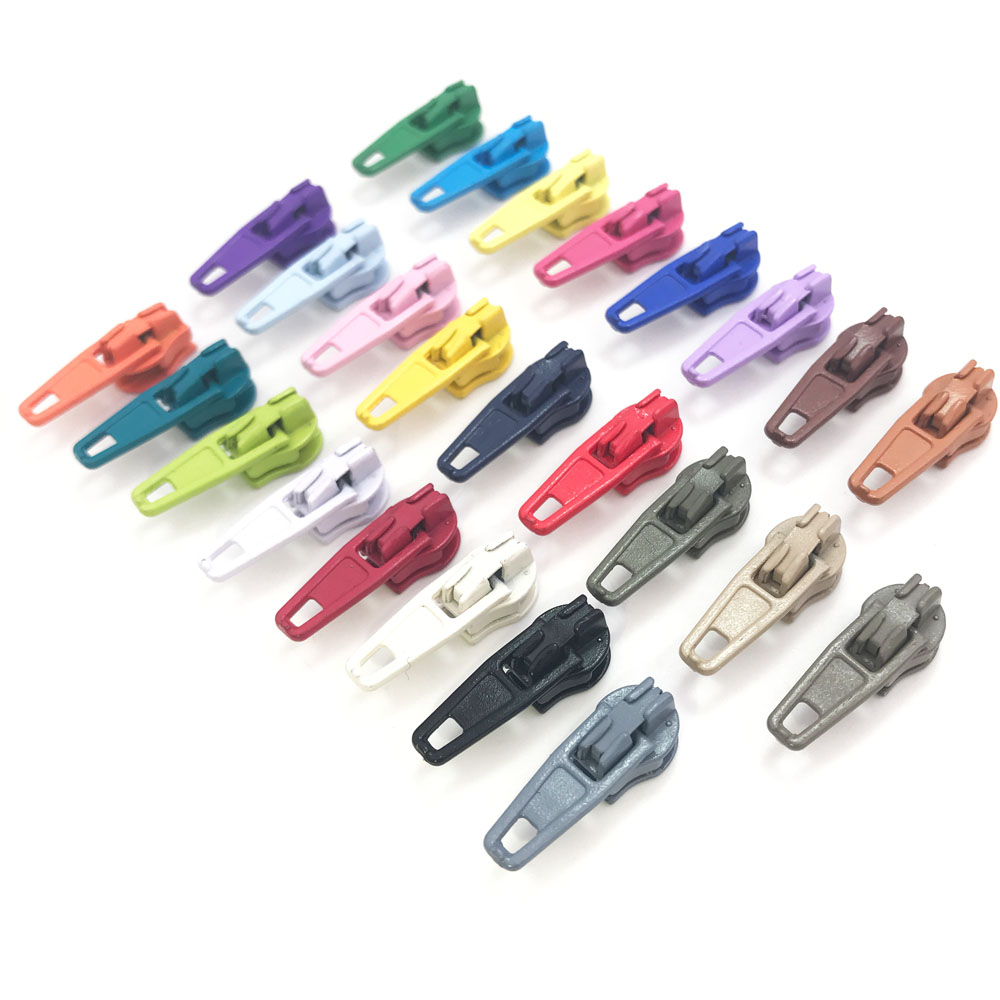 50pcs 3# Zipper Pulls for Nylon Zipper Multicolor Zipper Slider for Sewing